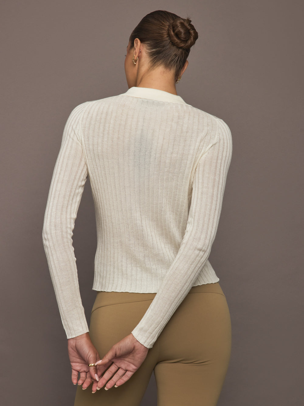 Ava Polo Cardigan - Ivory