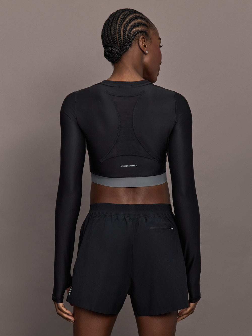 Train Long Sleeve Crop - Black