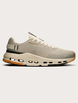 Truffle Dew-colored athletic sneakers.