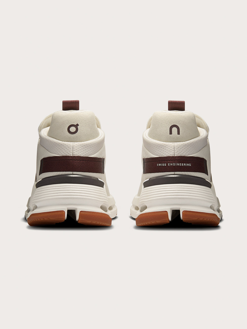 Mulberry-colored athletic sneakers.