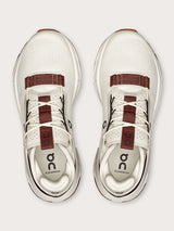 Mulberry-colored athletic sneakers.