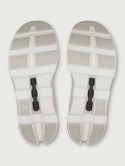 Cloudmonster Void sneaker in white white outsole view with rubber traction pods and Speedboard plate.