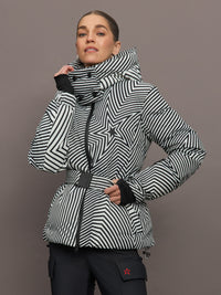 Candice Ski Parka - Warped Star Print Black/Snow White