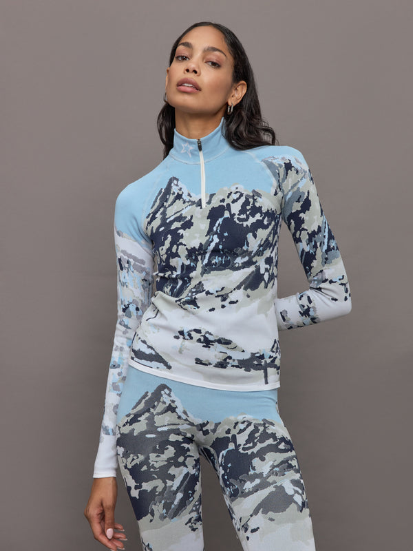 Perfect Jacquard 1/4 Zip Baselayer - Landscape Print