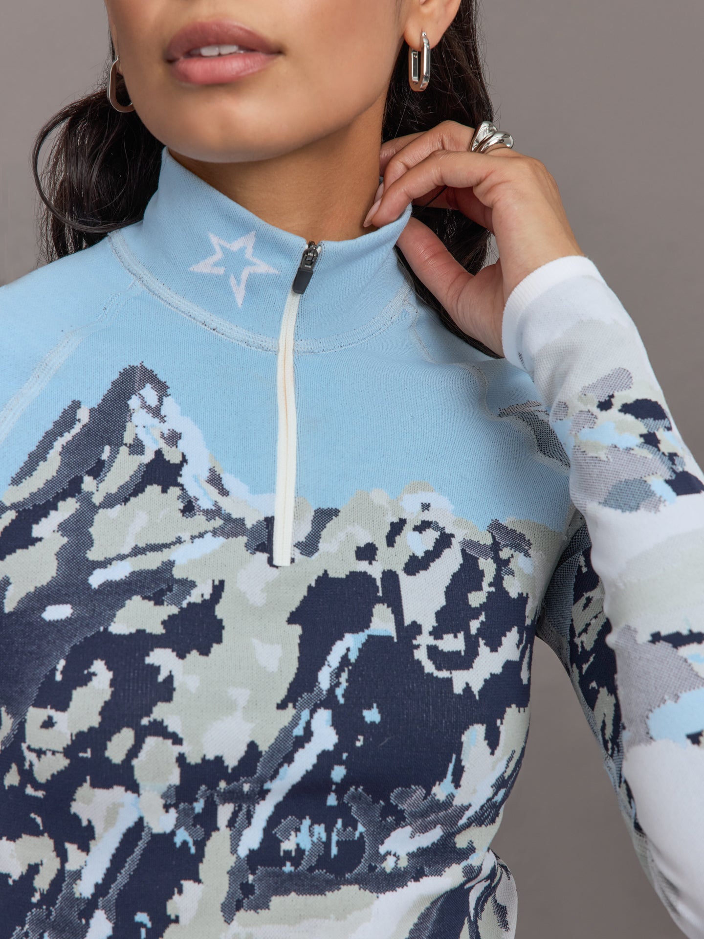 Perfect Jacquard 1/4 Zip Baselayer - Landscape Print – Carbon38