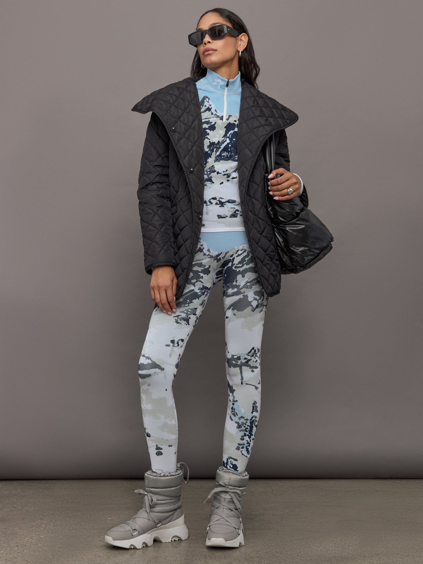 24CÉLINE31　カシミア混　POLLIJACKET Perfect Jacquard 1/4 Zip Baselayer - Landscape Print – Carbon38