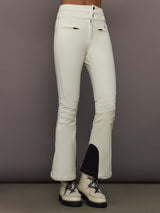 Front view of Aurora High Waist Ski Pant in Snow White with zip pockets and slim fit.