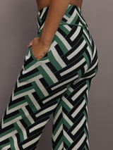 Close up of Chalet Merino Wool Knitted Pant in green waffle print showing pocket detail.