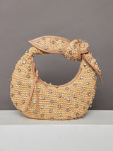 The Josie Bling Bag - Raffia Hobo with Embroidered Rhinestone