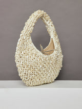 The Josie Tie Bag - Pearl and Raffia