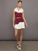 Wave Skirt - Burgundy/Chantilly