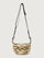 Python printed neutral handbag with thick metal chain strap.