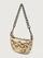 Python printed neutral handbag with thick metal chain strap.