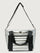 Silver insulated tote bag with black handles on a light gray background
