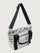 Silver insulated tote bag with black handles on a light gray background