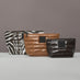 Flat lay of Travel Trio quilted organizer set in Chocolate Zebra Gloss.