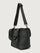 Three-quarter back view of Think Royln Capri tote in black with wide crossbody strap.