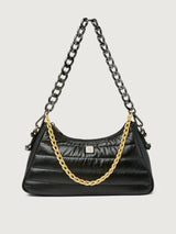 Pearl Black shoulder bag with mixed-metal chain, front view.