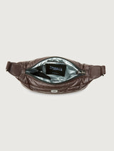 Brown waist bag with 'Triumph' branding on a light gray background