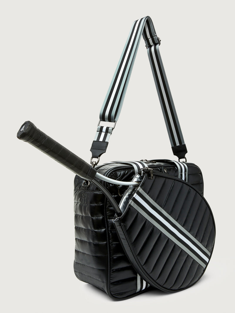 You are the Champion Tennis Bag - Pearl Black/ Pewter/ Black/ White Web