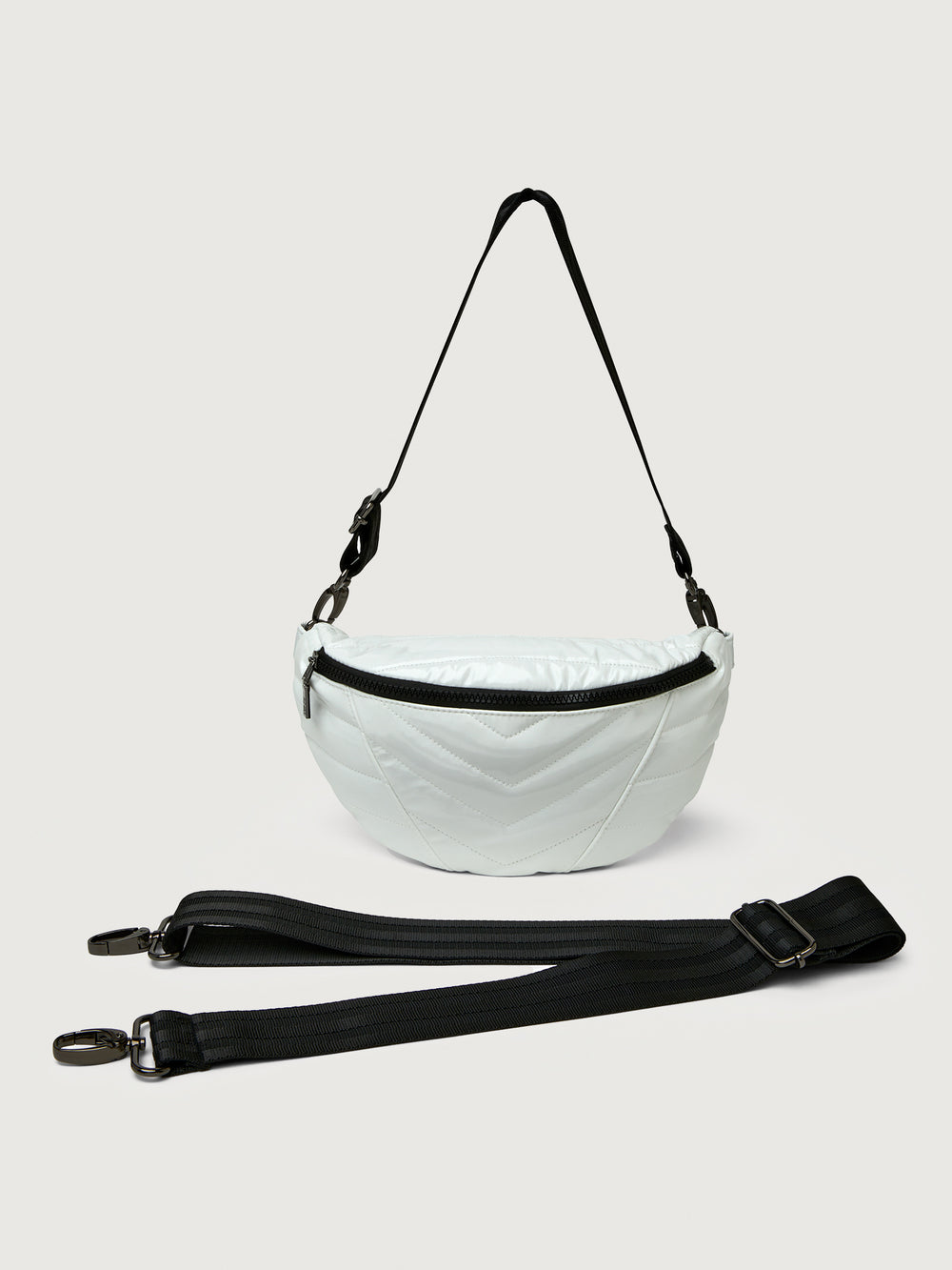 Little Runaway - White Patent/Black Hardware