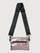 Misty metallic mirror bag with a black crossbody strap and a silver buckle.