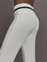 Close-up of the Soraya Knit Full-Length Pant Sea Salt, waistband and texture detail.