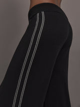 Close-up of the Lawrence Knit Pant Ink, side stripe detail.