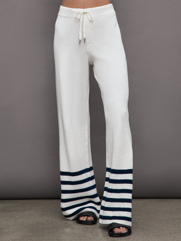 Poe Knit Pant - White / Navy Stripe