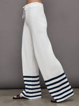 Poe Knit Pant - White / Navy Stripe