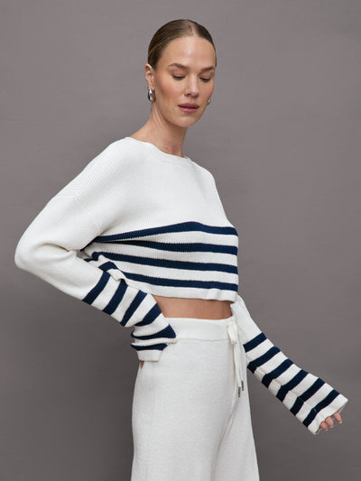 Sharlie Sweater - White / Navy Stripe