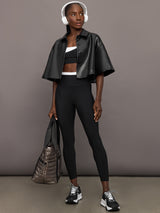 Adi Faux Leather Cropped Jacket - Black