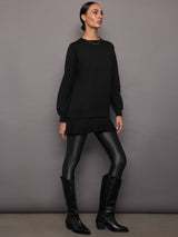 Pallas Pleated Sweatshirt Dress - Black
