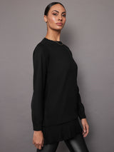 Pallas Pleated Sweatshirt Dress - Black