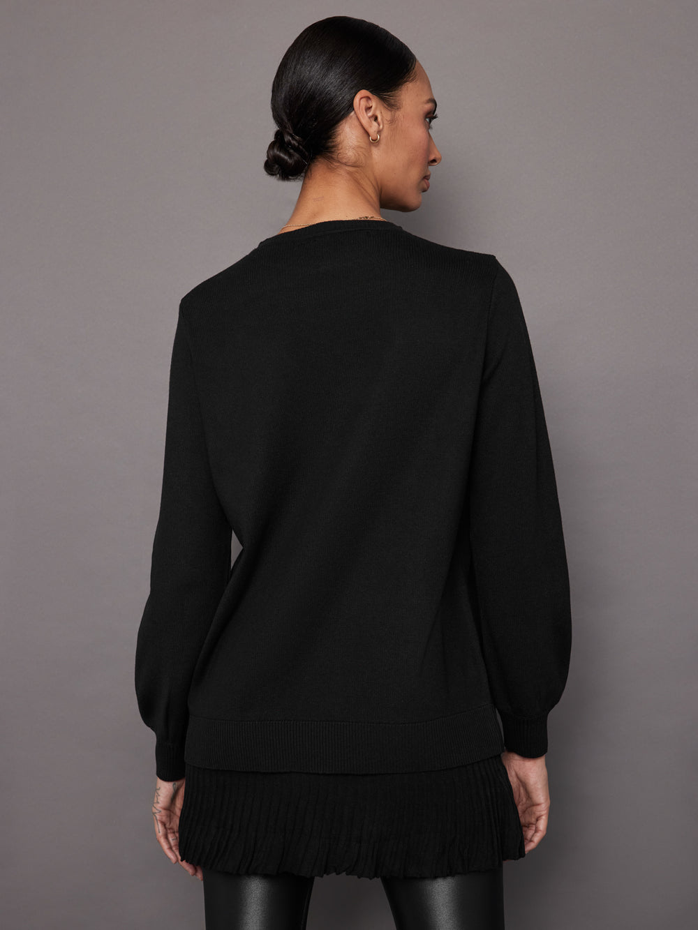 Pallas Pleated Sweatshirt Dress - Black