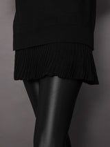 Pallas Pleated Sweatshirt Dress - Black