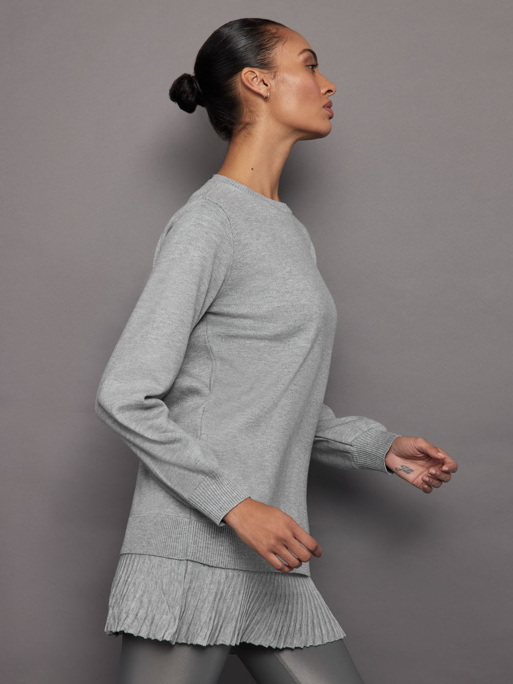 grey sweatshirt dress Pallas Pleated Sweatshirt Dress