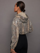 Leto Foil Print Snakeskin Hoodie Jacket - Snakeprint