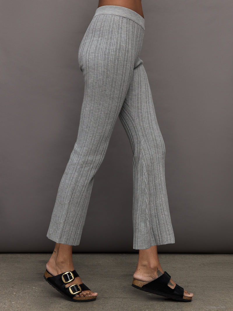 Pallas Rib Knit Bootcut Pant - Heather Grey