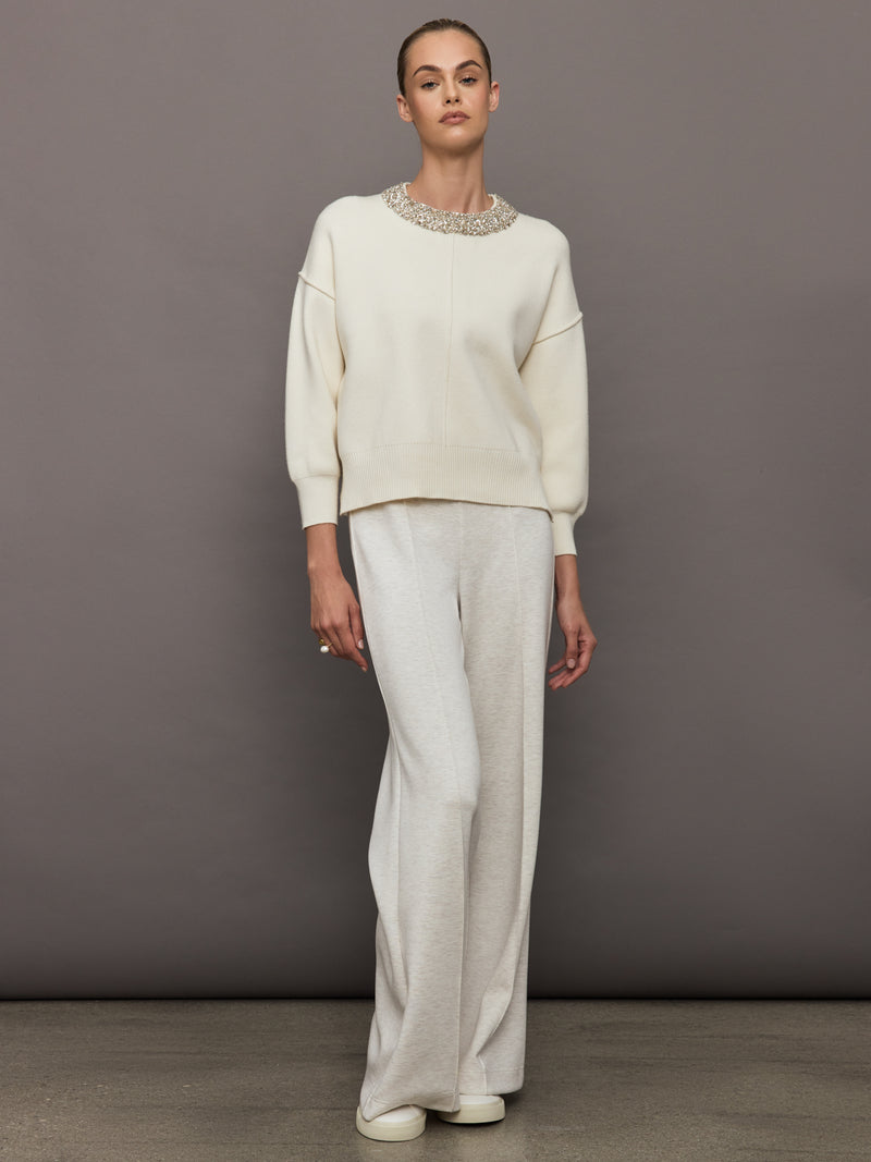 Nomai Embellished Oversized Pullover - Ivory