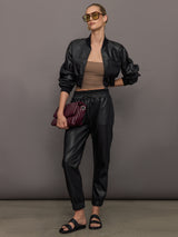 Hera V-Leather Trackpant - Black