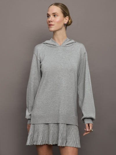 Nomia Pleated Hem Hoodie Dress - Heather Grey