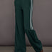 Green wide-leg track pants with white stripes 