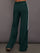 Green wide-leg track pants with white stripes 