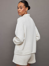 Betsy Cowl Neck Sweat - Ivory Marl