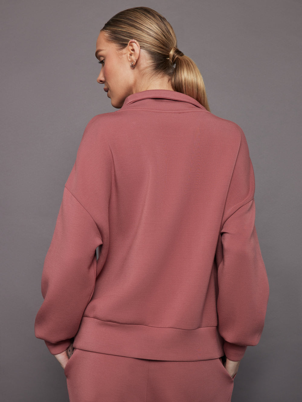 Hawley Half Zip Sweat - Withered Rose