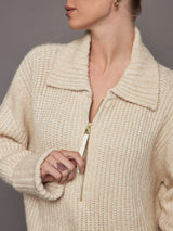 Amelia Half Zip Knit - Birch