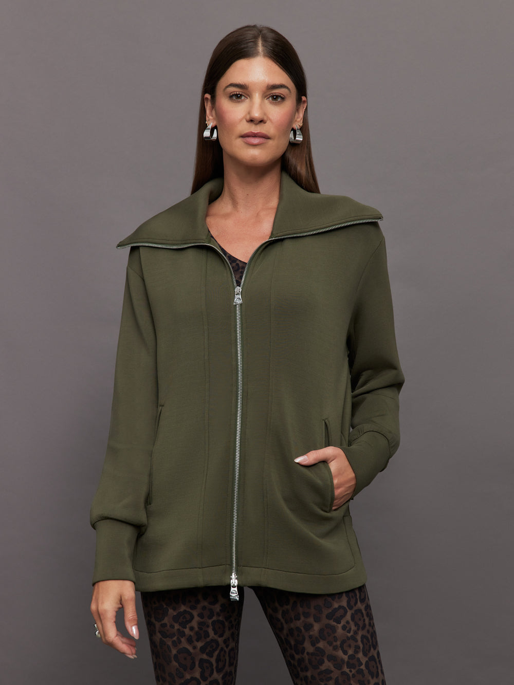 Raleigh Zip Through Sweat - Olive Night