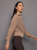 Eloise Full Zip Knit - Warm Taupe