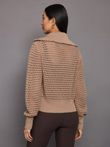 Eloise Full Zip Knit - Warm Taupe